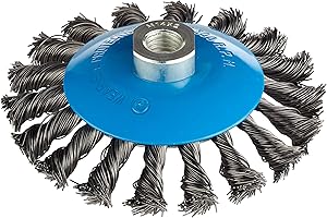 FD-WORKSTUFF Spazzole per filo conico, 1 pezzo, rotonde, Ø 115 mm, filettatura: M14 x 2,0 mm, per smerigliatrice angolare, in filo di acciaio (ondulato), spazzole per treccia, spazzole per pentole, spazzole