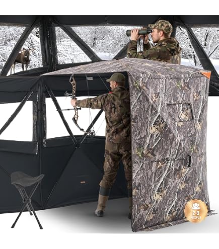 COSTWAY Tenda da Caccia 5 in 1 per 2-3 Persone, Tenda Mimetica a Visione a 360° per Caccia, Tenda Pop-Up Camouflage con Borsa da Trasporto