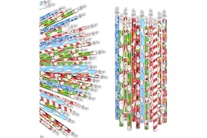 DAMAITEMA Bleistifte Weihnachten, 24 Stück Bleistift mit Radiergummi Weihnachtsgeschenke für Adventskalender zum Befüllen Geschenke Mitgebsel Stifte, Weihnachts Deko Schule Weihnachtsstifte für Kinder Studenten