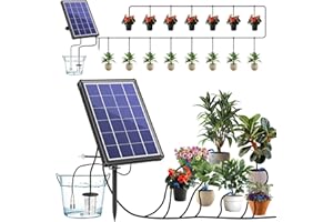 Biling Solar Drip Irrigation System Kits, 15M 3.5W 400 ml/min Solar Automatic Watering System for Plant, Multi-Modes Self Watering System for Plants Drip Feeders Plants Garden, Greenhouse, Terrace