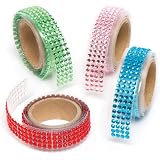 Baker Ross AR301 Coloured Gem Sticky, Decorative Tape for Card, Scrapbooking and Arts and Crafts for Kids, Assorted, (Pack of