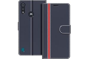 COODIO Motorola Moto E6S Case, Motorola Moto E6S Phone Case, Motorola Moto E6S Wallet Case, Magnetic Flip Leather Case For Motorola Moto E6S Phone Cover, Dark Blue/Red