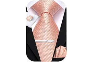 Hi-Tie Silk Ties for Men Pink Blue Black Mens Ties Set 4 PCS Necktie Pocket Square Cufflinks Clip Pin for Wedding