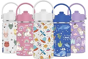 Mi Ko Mi Ka Botella de Agua para Niños de Acero Inoxidable 350ml - Térmica Reutilizable | Sin BPA | Mantiene 24H Frio / 12H Calor | Termo y Hermética - A Prueba de Fugas (Naves)