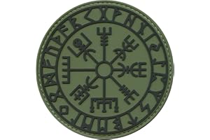 2AFTER1 Olive Drab OD Green Vegvisir Viking Compass Norse Rune Morale Tactical PVC Rubber Hook Patch