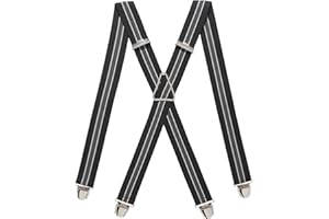 PIERROT Bretelles Homme Larges Made in France - Elastique Ultra Résistant & 4 Clips Extra Fort en X - Taille Ajustable Jusqu’à 130cm - Garantie à Vie - Fabrication Artisanale