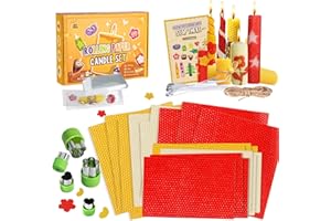 YOOHBERRYS Bienenwachsplatten für Kerzen, 18PCS Rote Gelbe und Weiße Bienenwachsplatten, Wachsplatten für Kerzen mit Geschenkbox (20 * 20 cm) Weihnachtsgeschenke für Familie Freunde und Kinder