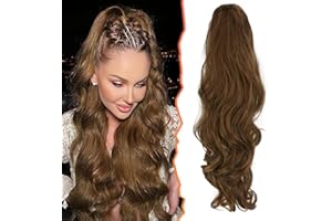 BARSDAR Coleta Postiza Rizada Pelo con Pinza de Garra, 50 cm Largas Cola de Caballo Extensiones Ondulado Ponytail Extension Clip in Postizos de Pelo para Mujeres