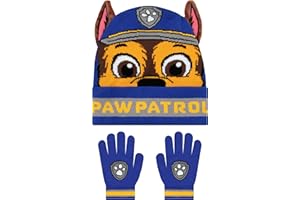 Paw Patrol Hat And Gloves Set For Kids, Chase Boys Hat And Gloves Set With 3D Ears, Blue, One Size