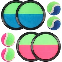 Gioco Di Lancio E Cattura Con Palle In Velcro - 2 Racchette E 2 Palle, Per Esterno E Interno (Blu E Giallo) - Foto 10