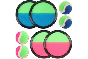 CLVSYH Gioco di Che Lanciano E Catturano con 4 Dischi di Cattura 4 Palle, Giocattolo da Spiaggia De Palla di Velcro, Gioco De Palla di Cattura All'Aperto per Bambini, per Ragazzi Ragazze da 3 4 5 6 7