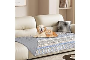 YOSEPATI Coperta per cani impermeabile al 100% su due lati, coperta per animali da letto per cani bohémien, protezione per mobili del divano per i bambini, gatto, cucciolo, lavabile e reversibile
