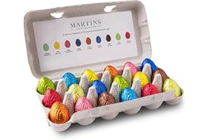 MARTINS CHOCOLATIER Martin’s Chocolatier 18 Mini Quail Eggs for Easter Egg Hunt Praline Chocolate Eggs Foil Wrapped | Chocolate Gift for Easter…
