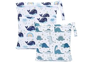 FenFang Bolsa de Pañales, 2 PCS Bolsa Pañales Impermeable Reutilizable Lavable Bolsa Organizador de Maquillaje, Viajes, Playa, Piscina, Gym con 2 Cremallera para Mamá Bebé (Verde y Azul)