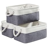 Panier Rangement Tissu Mangata - 3 Boîtes Pliables Gris/Blanc Pour Jouets, Vêtements Ou Dressing