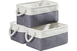Mangata Caja de Almacenamiento Ropa, cestas de almacenaje Tela, Plegable Cajas organizadoras para Juguetes, armarios (Medio, Gris frío/Blanco)