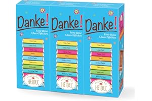 CONFISERIE HEIDEL Heidel Danke Vollmilchschokolade Täfelchen 3x80g, pro Packung 16 Stück Mini-Tafeln à 5g, Vielfältige Danksagungen, Exquisite Geschenkidee