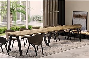 Endo-Moebel XXL Esstisch Lungo 130 cm - 405 cm erweiterbar Küchentisch bis 12 Personen Matt (Artisan Eiche)