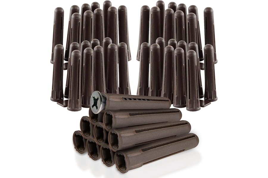 G4GADGET 50 Brown Wall plugs Screw Fixing Wall Expansion Wall Plugs Brick Stone Concrete