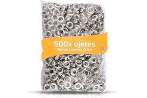 Meisterfaktur 500 ojales metalicos (Ø interior 10mm) - Apto para los alicates para ojetes metalicos de Meisterfaktur - Ojales para lonas, toldos, cortinas y pancartas
