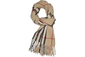 Chalier Fashion Men Winter Super Soft Warm Tartan Scarf Double Sided Plaid Tassel Scarf Classic Stylish for Men and Women Casual Business