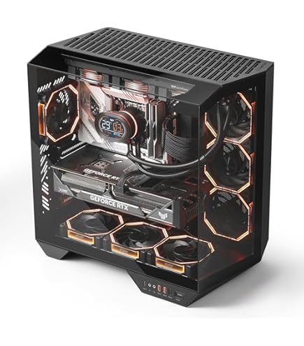 MUSETEX PC Case ATX Pre-Install 6 PWM ARGB Fan, Type-C Mid-Tower