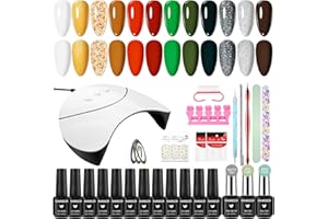 VANREESA Kit Unghie Gel Completo, Kit Semipermanente Unghie con U V/LED Lampada 12 Coloris Set Semipermanente Unghie con Matt Top Base Coat Regali per Principianti