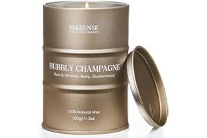 M&SENSE Candele profumate allo champagne per la casa, regali di candele per donne e uomini, candele di soia naturali di lusso, regali di riscaldamento per la casa, 70 ore di combustione a lungo, 320g
