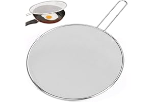 HATANSE 33cm Großer Spritzschutz Edelstahl Spritzschutz Pfannen Küchen mit Langen Handgriff für eine Vielzahl von Pfannen Bratpfannen Verhindern von Öl