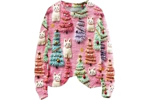GENERIC Weihnachtspullover Damen Lustig 3D Drucken Weihnachten Sweatshirt Langarm Rundhals Niedlich Pullover Mit Weihnachtsmuster, Damen Xmas Hässliches Pullover Weihnachtspulli Christmas Ugly Sweater