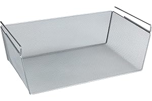 WENKO Shelf Hanging Basket L Storage Basket for Cupboards Silver