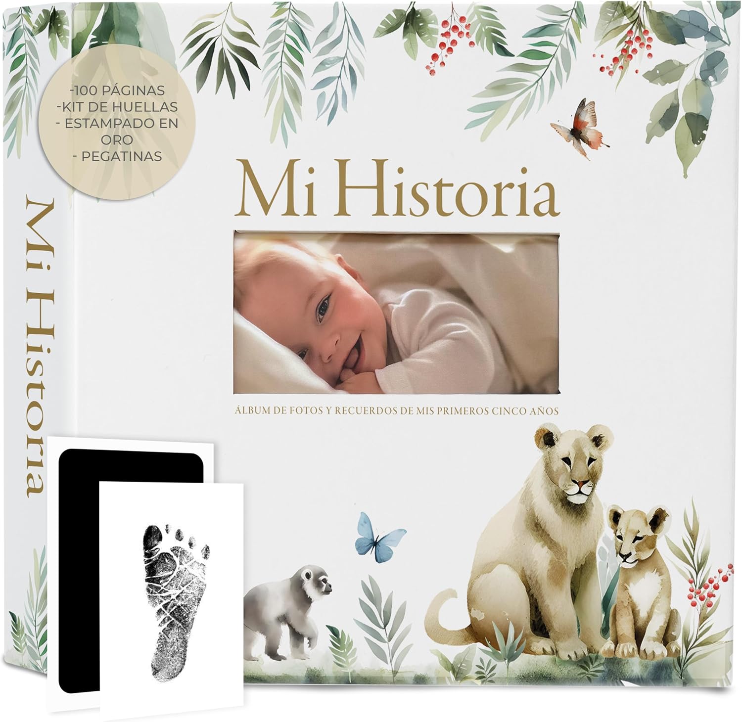 RIVERMUM®| Libro Recuerdos bebe y Album Fotos bebe 10x15 + Pegatinas y Huellas Bebe Recien Nacido, desde Diario de Embarazo a 5 años,Regalo bebe Recien Nacido Niño y Niña, Bebes Prematuros o a Término