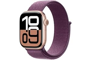 Apple Watch Series 10 GPS 42 mm Smartwatch con cassa in alluminio Oro rosa e Sport Loop Prugna - One Size. Fitness tracker, app ECG, display Retina always-on, resistente all’acqua