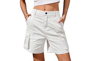 Gefomuofe Pantaloncini cargo da donna corti bermuda da donna, lunghezza al ginocchio, elastico a vita alta, gamba corta, in cotone, casual, corti, pantaloni cargo estivi