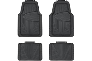 Amazon Basics 4-Piece All-Season Rubber Floor Mat for Cars, SUVs and Trucks, Black