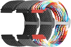 Yunshare Geflochtenes Elastisches Armband Schnellverschluss 18mm 19mm 20mm 22mm 24mm Nylon Uhrenarmband für Samsung/Garmin/Fossil/Amazfit/Huawei Watch Ersatzarmband Damen Herren, 3 Stück