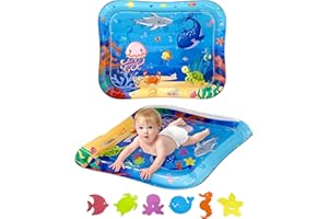 A ABLUMEN 95x76cm XXL Tapis Eau Bebeil Eveil, Gonflable Tummy Time Mat Tapis Grand Tapis d'Eau Bébé Tapis Sensoriel Bébé pour Jouet Bebe 3 6 9 12 Mois