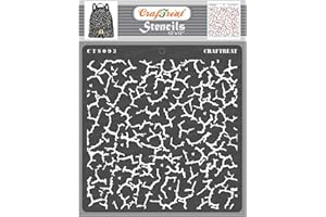 ‎CRAFTREAT CrafTreat Texture Crackle Stencils for Painting on Wood, Canvas, Paper, Floor, Wall and Tiles - 12" x Reusable DIY Art Craft Wall Stencils Large Pattern