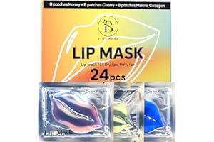 BLOOMORA Set Maschere Labbra (24 pezzi) - Collagene Marino, Ciliegia e Miele - Maschera Labbra Idratante, Antirughe e Anti-età per Donne - Lip Masque - Cura della Pelle per San Valentino