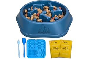 MYHAPPYPETS Gamelle Anti-Glouton pour Chien | Chat avec Tapis de Léchage + E-Book Alimentation Offert Bol Alimentation Lente, Favorise Digestion, Anti-Vomissement, Antidérapant