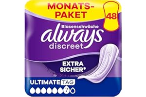 ‎ALWAYS DISCREET Always Discreet Inkontinenzeinlagen für Frauen Ultimate Tag 48 Stück Extra Sicher und Diskret