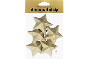 ‎DÉCOPATCH Decopatch NO009O Sternen aus Pappmaché, 3 x 8 x 8 cm zum Verzieren und Aufhängen, perfekt für Weihnachtsdeko, Kartonbraun, 5er Set