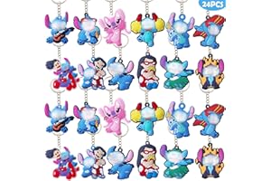 Acuiwer 24PCS Cartoon Keyrings Bag Fillers Supplies Keychains for Birthday Baby Shower Party Favors (G-SDZ-24 PCS)