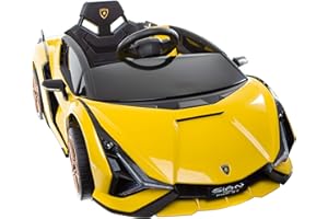 Sportwagen Lambo Sian - GELB - geeignet für Kinder von 3 bis 5 Jahren - Kinderfahrzeug - Premium Soundsystem mit Motorsound, Elektroauto Kinderauto