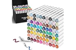 ZonGym 80 Alcohol Markers Brush Tip, 80 Colouring Dual Tip Markers Set, Permanent Marker Pens, Colouring Pens for Drawing, Sketching, Anime and Manga Colouring Books