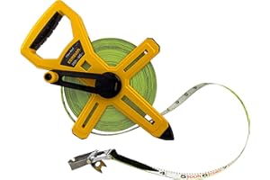 Komelon 6622IM - Metro a nastro con bobina lunga aperta, scala in pollici/metrica con doppia lama in fibra di vetro rivestita in nylon, 60 m x 1/2 pollici