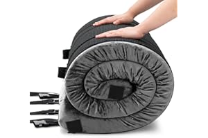 GOPLUS Matelas de Camping Portable en Mousse à Mémoire de Forme, Matelas de Couchage Pliable Enroulable avec Sac de Voyage, pour Camping, Voiture, Camion