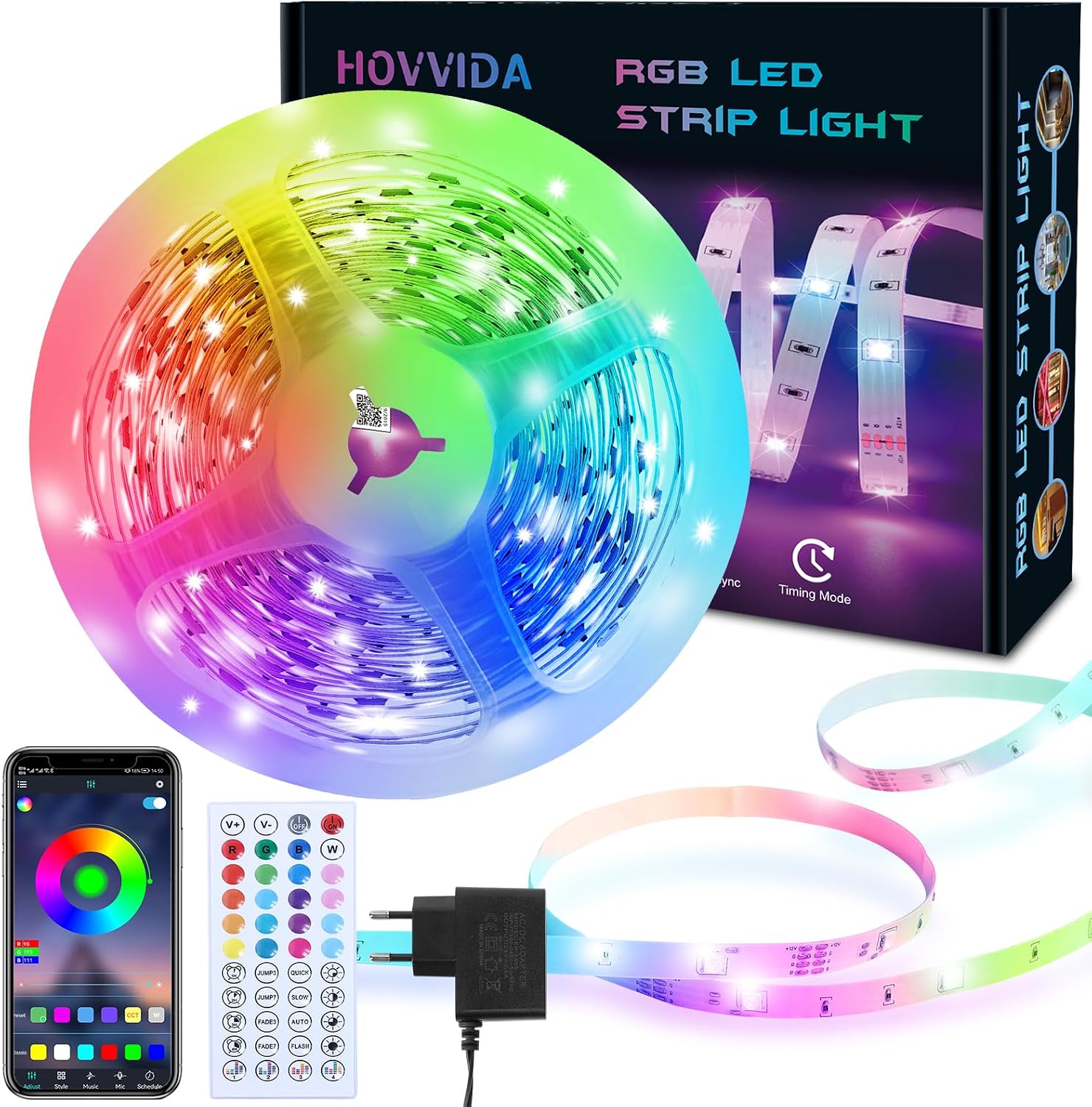 Avis d'Expert & Test Approfondi : HOVVIDA Striscia LED 1x5m Luci LED RGB LED 30 (Sélection)
