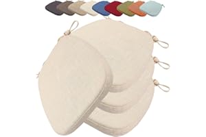 uyeoco Juego de 4 Cojines para Sillas de Comedor - Forma Ovalada con Lazos Antideslizantes - Extraíbles y Lavables - para Interior y Exterior (Terraza, Jardín, Cocina, Comedor)(Color 4,40X38X33X3cm)