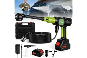 DeeprBetter Idropulitrice Portatile a Batteria, 68Bar Portatile Pulivapor a Batteria Ricaricabile, Pistola Idropulitrice Senza Fili con Ugello Regolabile 6-in-1, idropulitrice Professionale per Auto